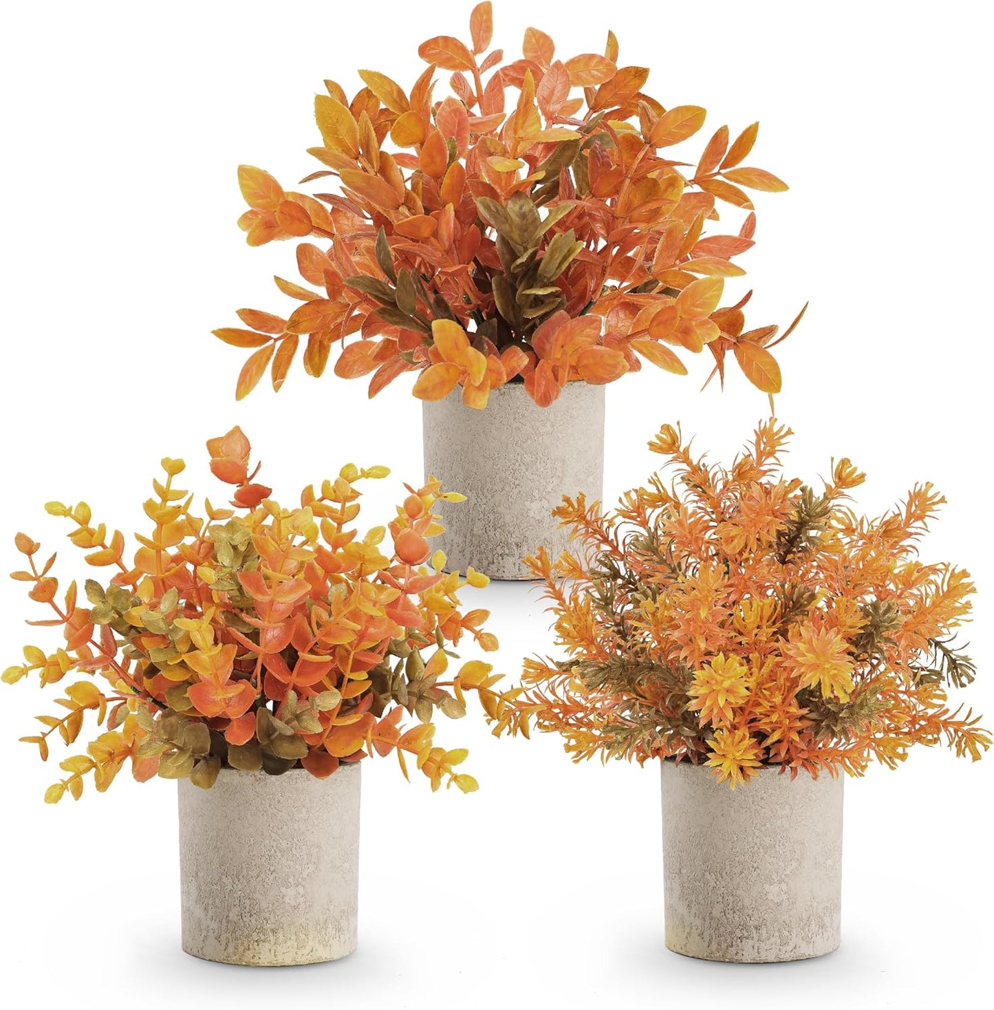 Der Rose 3 Pack Mini Potted Fake Plants Artificial Plastic Eucalyptus Plants Topiaries for Home Office Desk Farmhouse Shelf Room Bathroom Decor(Sage Green)