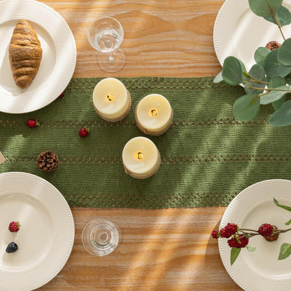 Keketoarrange Boho Sage Green Table Runner for Summer Home Decorations 12x72 Inches Farmhouse Small Macrame Woven Burlap Rustic Coffee Dresser Dining Kitchen Centerpiece Bohemian Decor