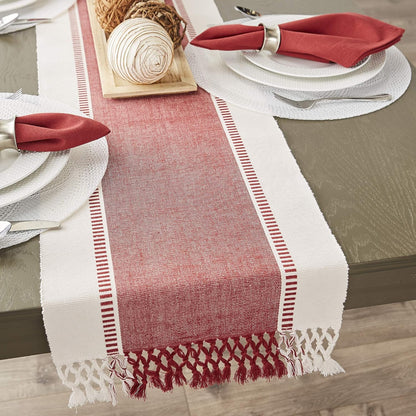 DII Dobby Stripe Woven Table Runner, 13x72-inch, French Blue