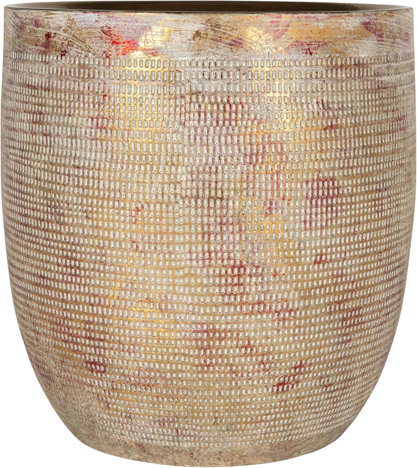 Creative Co-Op Large Matte White Embossed Stoneware Planter