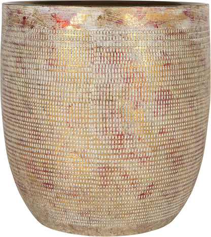 Creative Co-Op Large Matte White Embossed Stoneware Planter