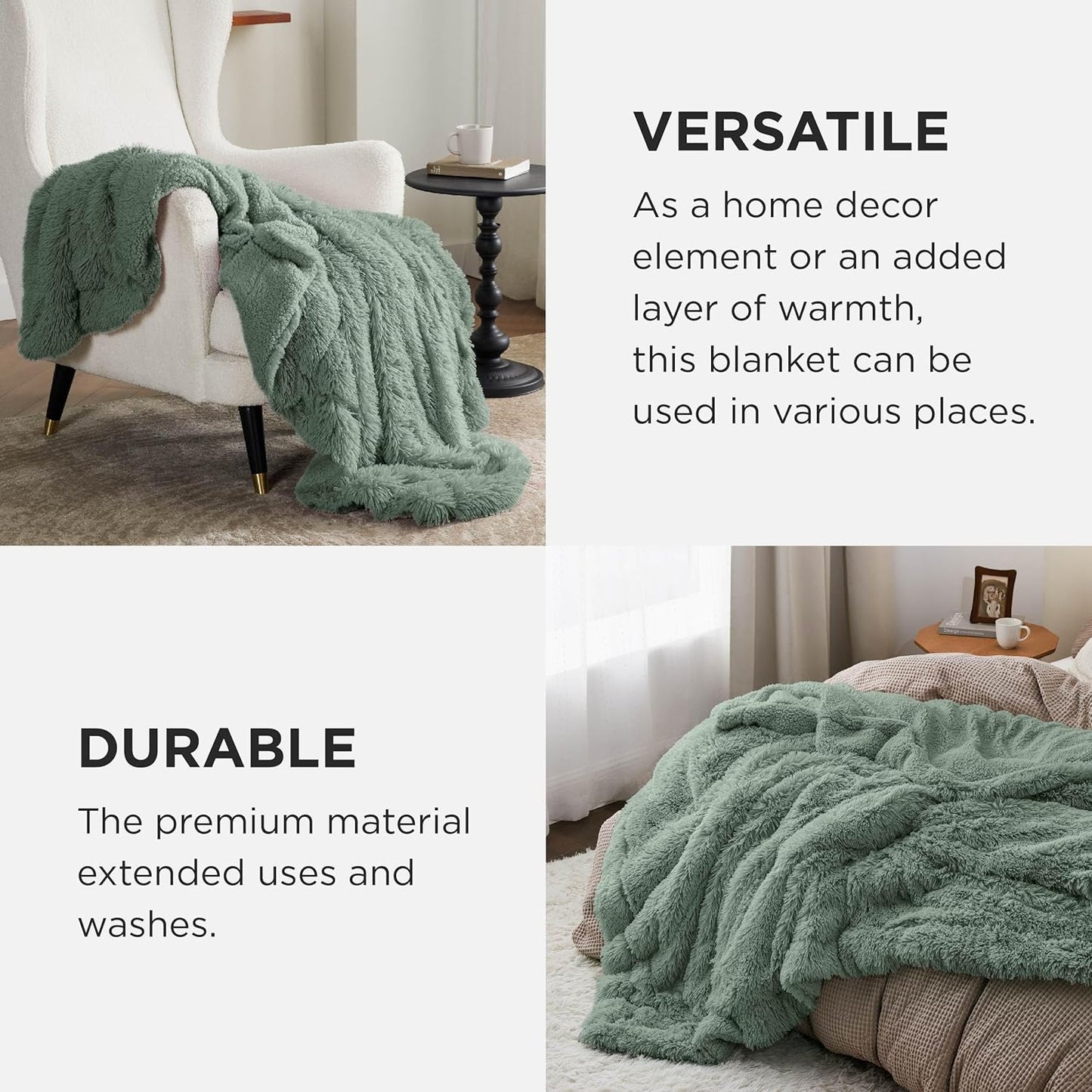 Bedsure GentleSoft Fluffy Fuzzy Faux Fur Throw Blanket for Couch, Soft Sherpa Fleece Cozy Gifts for Women, Plush Bed Blanket Room Decor for Men, Thick Warm Minky Teen Gifts Winter Bedding
