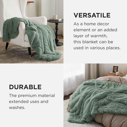 Bedsure GentleSoft Fluffy Fuzzy Faux Fur Throw Blanket for Couch, Soft Sherpa Fleece Cozy Gifts for Women, Plush Bed Blanket Room Decor for Men, Thick Warm Minky Teen Gifts Winter Bedding