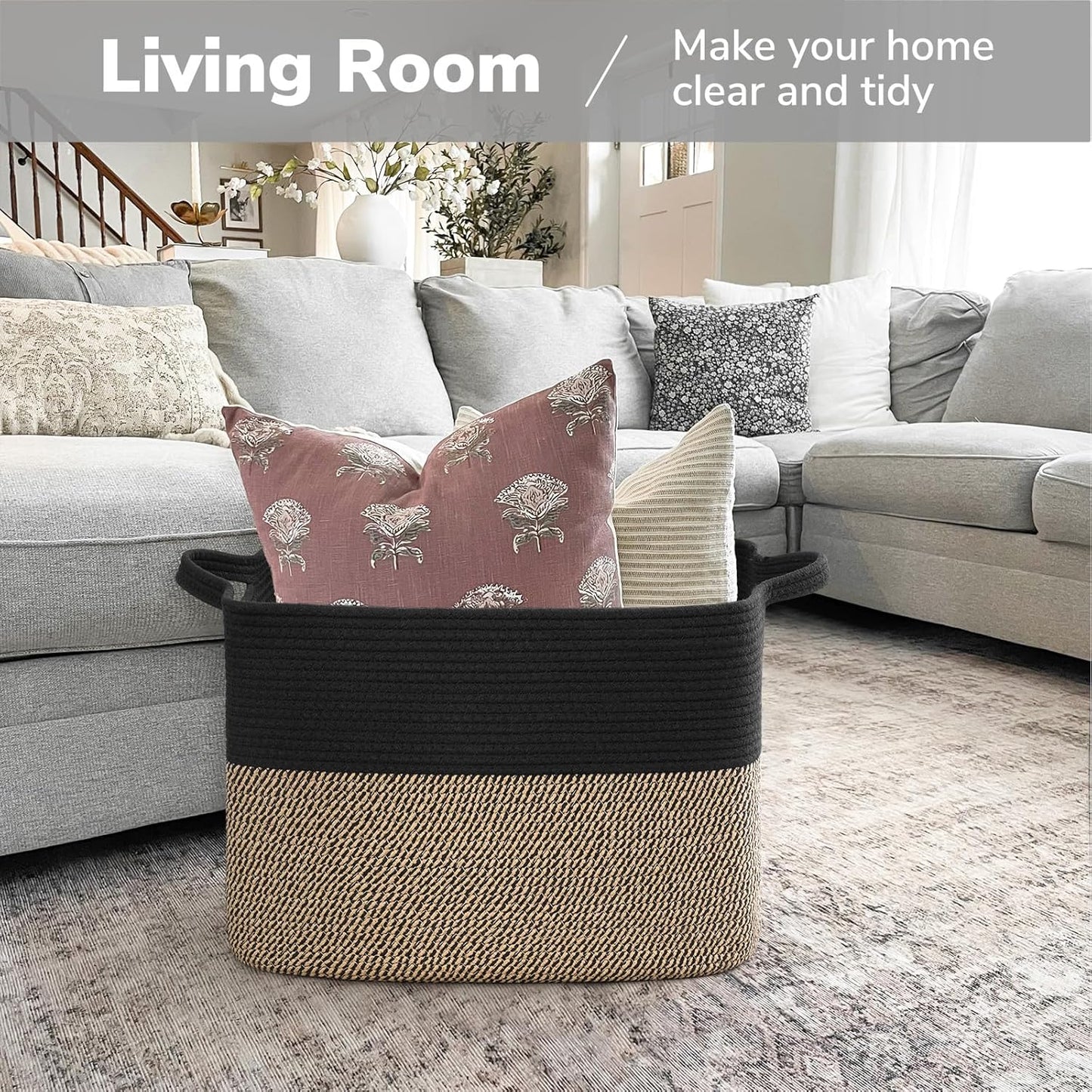 Goodpick Cube Storage Bins - Towel, Book, Cloth, Shoes, Closet Shelf Woven Baskets for Office, Baby Laundry, Toys, 13''x10''x9''