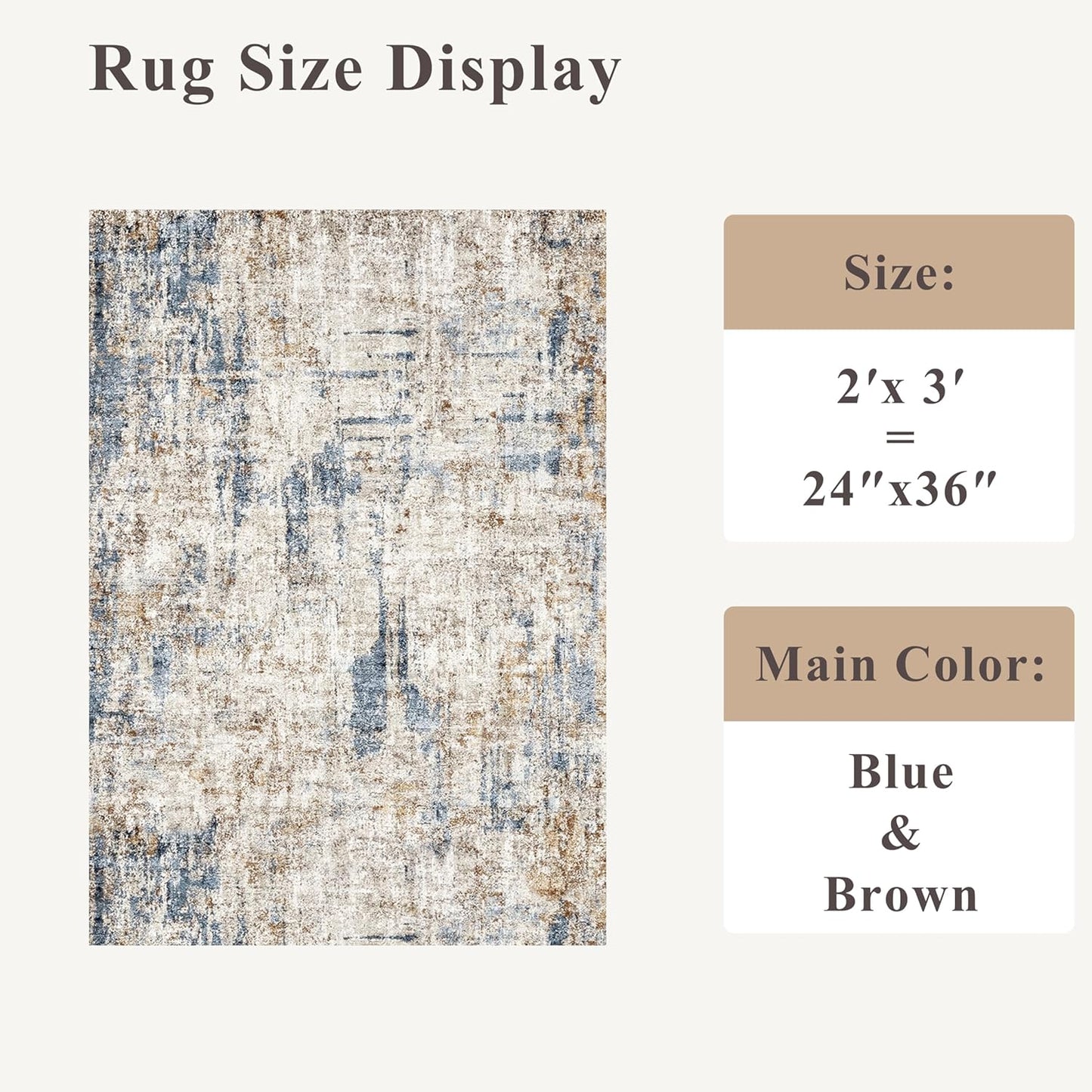 2x3 Washable Non-Slip Area Rug - Soft Low Pile Throw Rug for Kitchen Entryway Bedroom - Modern Indoor Door Mat with Rubber Backing (Beige Grey) - Colors A