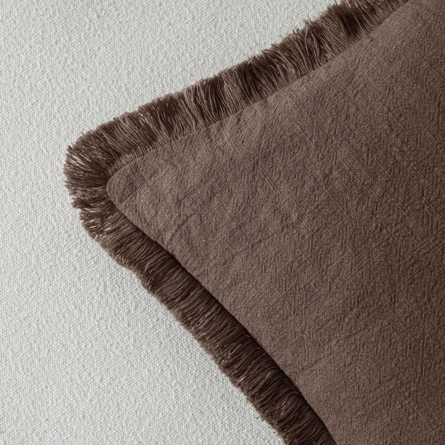 MIULEE Decorative Throw Pillow Covers Neutral Linen Fringe Throw Pillows Set of 2 Natural Beige Boho Farmhouse Cushion Covers with Tassels for Couch Sofa Bed Spring Home Decor 20x20 Inch
