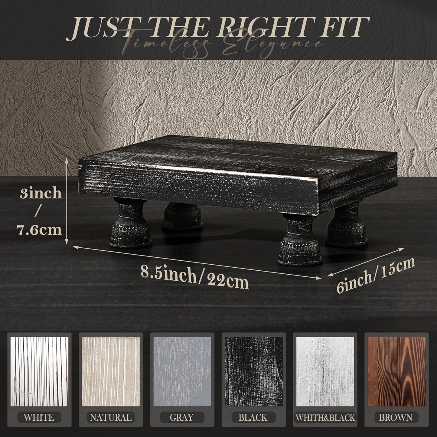 EOSAHR Farmhouse Riser for Room Decor : Decorative Pedestal Stand For Display Your Home Decorations and Uniquely Soap Stand - Rustic Bathroom Counter Tray and Kitchen Decor (Natural Wood)
