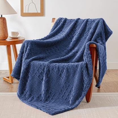 EXQ Home Fleece Throw Blanket for Couch or Bed - 3D Imitation Turtle Shell Jacquard Decorative Blankets - Cozy Soft Lightweight Fuzzy Flannel Blanket Suitable for All Seasons(50"×60",Beige)