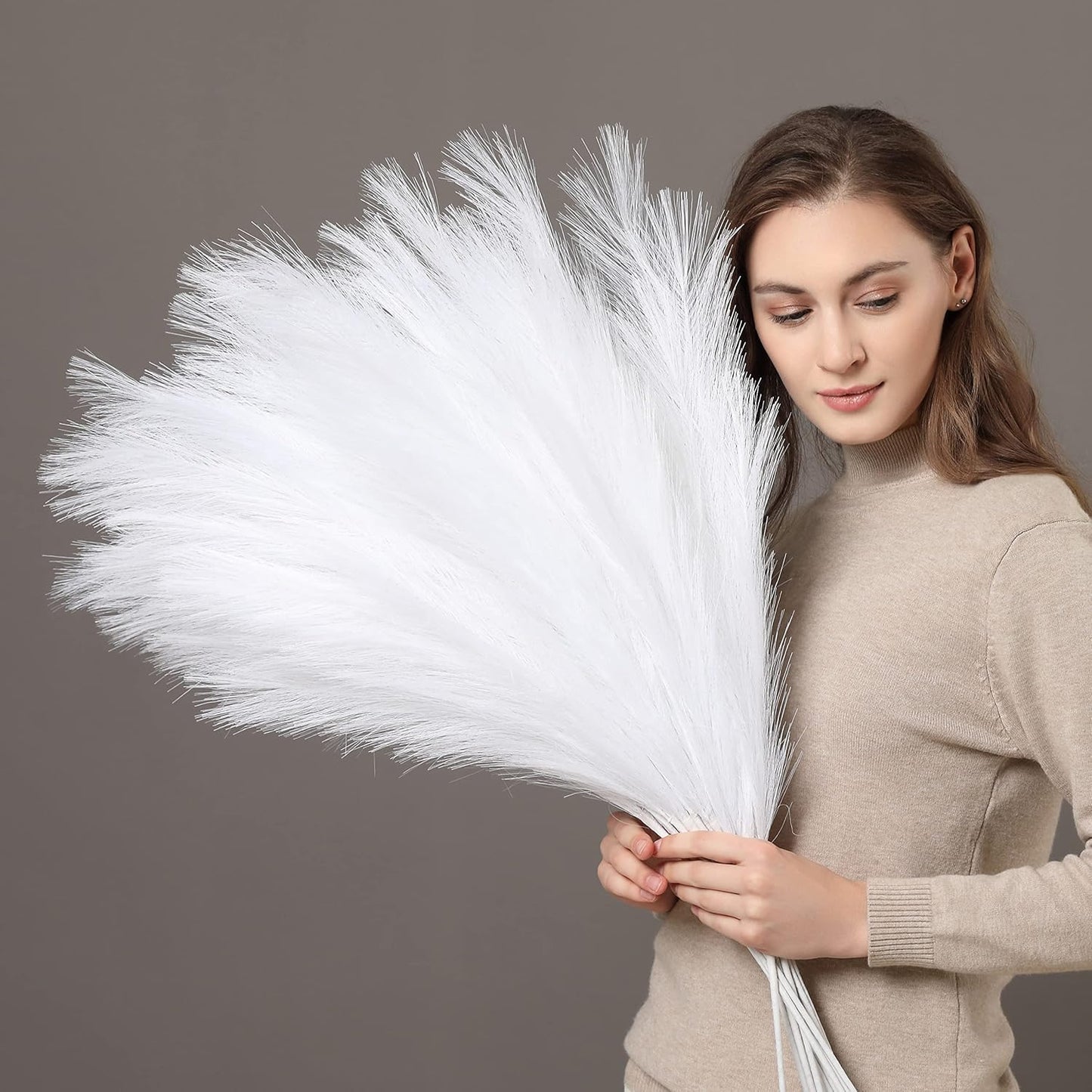 PERFNIQUE Faux Pampas Grass, 9PCS Pompas, Large Pompas Grass, 38'' Tall Pampas Grass for Floor Vase, Pampas Grass Decor Tall for Vase Fillers, Boho Rustic Farmhouse Home Decor(Natural Beige)