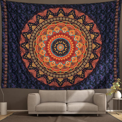 Black Mandala Tapestry Wall Hanging Psychedelic Wall Tapestry Aesthetic Indian Hippie Decor Bohemian Art Boho Home Decoration for Bedroom,Living Room,Dorm