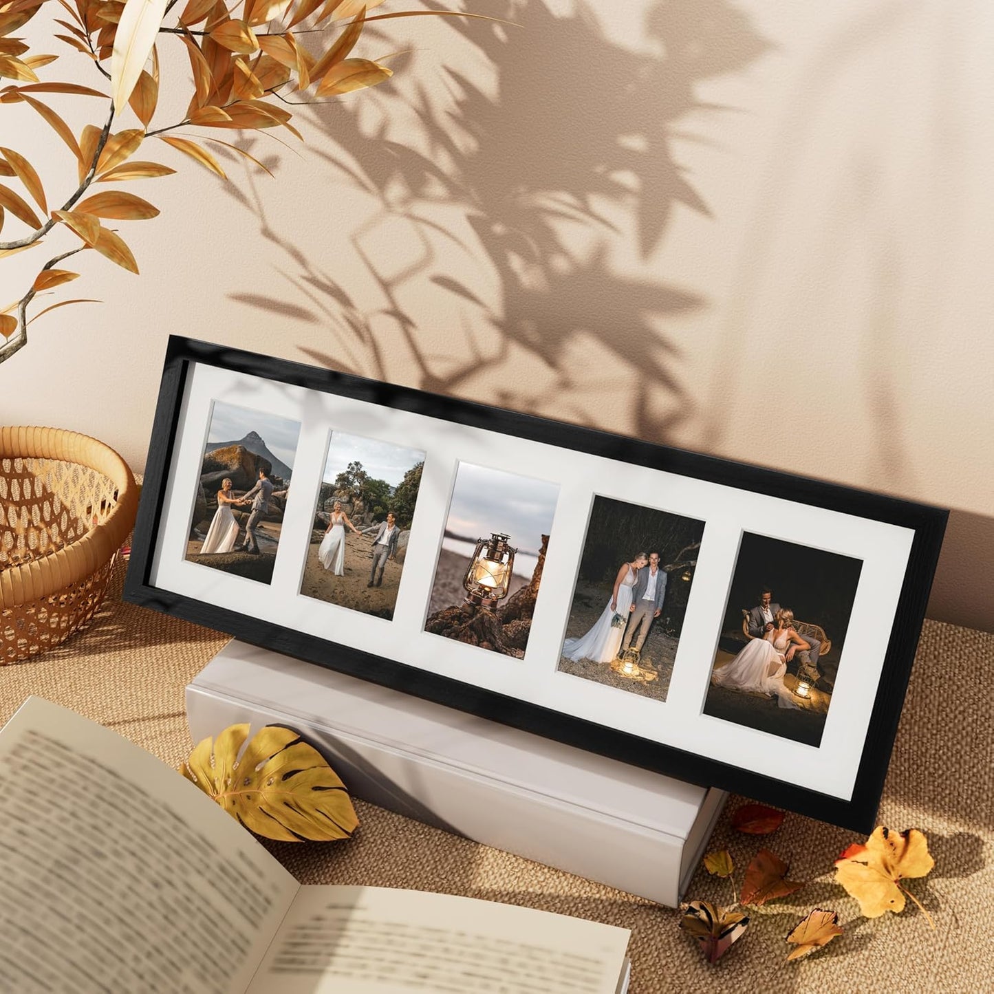 Vittanly 11x14 Collage Picture Frame, Displays 5Pcs 4x6 Pictures with Mat or 1Pcs 11x14 without Mat for Wall Mounting, Picture Frames Collage Wall Decor in Black, 1 Pack