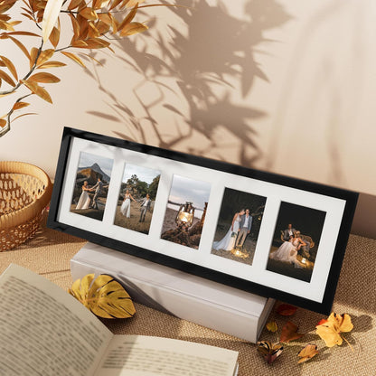 Vittanly 11x14 Collage Picture Frame, Displays 5Pcs 4x6 Pictures with Mat or 1Pcs 11x14 without Mat for Wall Mounting, Picture Frames Collage Wall Decor in Black, 1 Pack