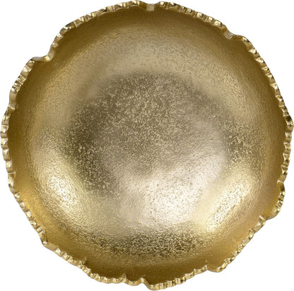 Red Co. 8.75” Gold Moon Decorative, Asymmetrical Torn, Hammered Metal Centerpiece Bowl with Sculpted Edges