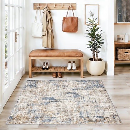 2x3 Washable Non-Slip Area Rug - Soft Low Pile Throw Rug for Kitchen Entryway Bedroom - Modern Indoor Door Mat with Rubber Backing (Beige Grey) - Colors B