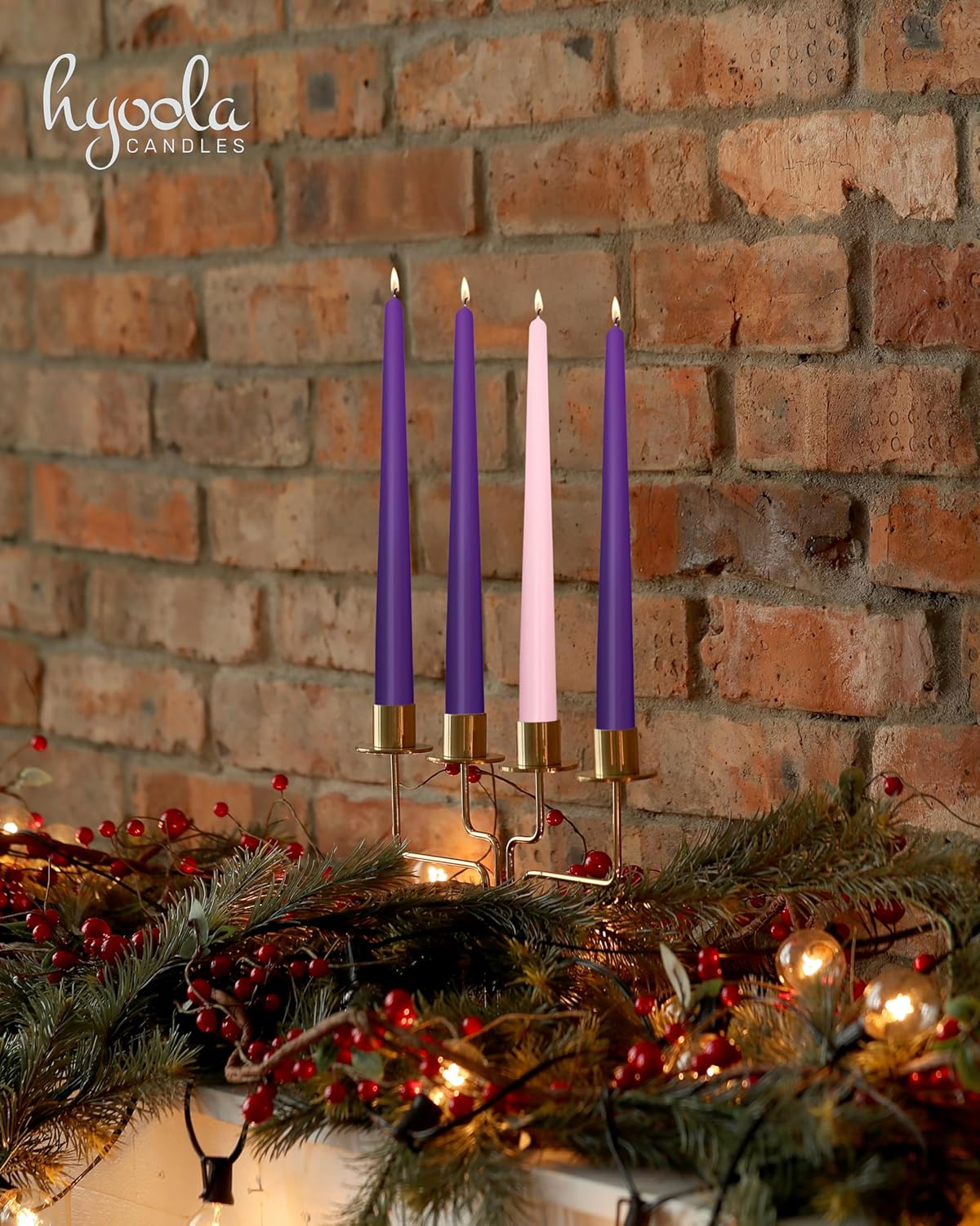 Hyoola Tall Taper Candles - 10 Inch Metallic Gold Unscented Dripless Taper Candles - 8 Hour Burn Time - 4 Pack