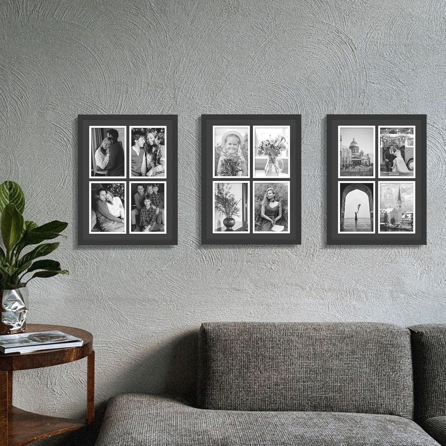 DUENPY 14x26 Collage Picture Frame 4x6 Collage Picture Frame Displays Twelve 4x6 inch Photos Available Horizontal Wall Mounting Display and Vertical Black - Colors A