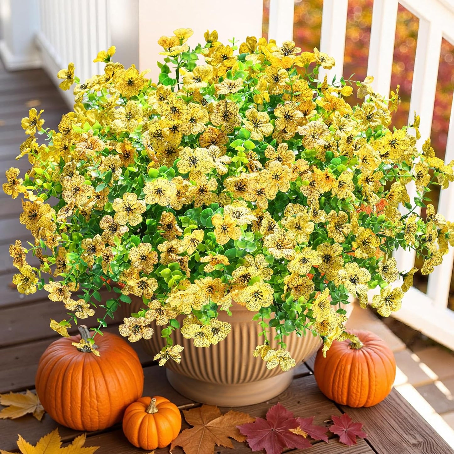 HyeFlora Artificial Flowers for Outdoor Indoor Garden Home Decoration, Faux Flower Daisy with Eucalyptus Leaves Fake Plants Greenery Boxwood Porch Patio, 12 Bundles (Mix Pink Red Purple Yellow)