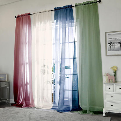 Chyhomenyc Sheer White Valances for Windows 2 Pack, Small Window Curtains for Living Room Bathroom Cafe Laundry Basement, Modern Top Dual Rod Pocket Voile Curtain, 42W x 14L inches, White - Colors C