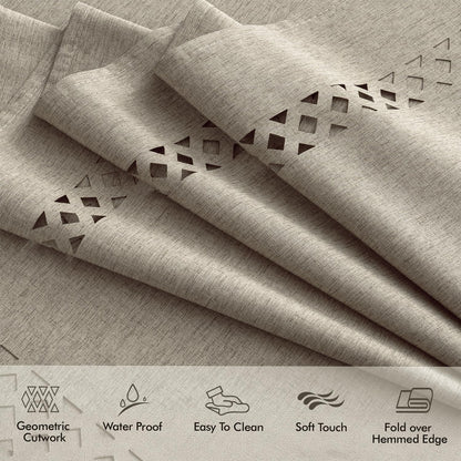 MIULEE Beige Rectangle Linen Polyester Tablecloth with Decorative Cutouts Spring Waterproof Stain Resistant & Shrink-Proof Table Cloth 52x70 inch Farmhouse Style for Dining Wedding and Outdoor