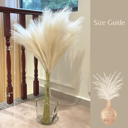 PERFNIQUE Faux Pampas Grass, 9PCS Pompas, Large Pompas Grass, 38'' Tall Pampas Grass for Floor Vase, Pampas Grass Decor Tall for Vase Fillers, Boho Rustic Farmhouse Home Decor(Natural Beige)