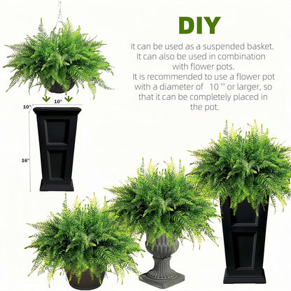 Outdoor Fake Hanging Fern – Artificial Hanging Ferns 2 Pack, Large Faux Boston Fern Bushes, UV Resistant Outdoor Hanging Plants for Front Porch, Patio & Indoor Decor