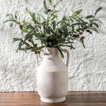 Mitt&Ditt Ceramic Flower Vase with Handles, 11 inch Tall Vase for Centerpieces, Large Decorative Terracotta Vases, Farmhouse Rustic Vases for Home Decor, Living Room, Table, Neutral