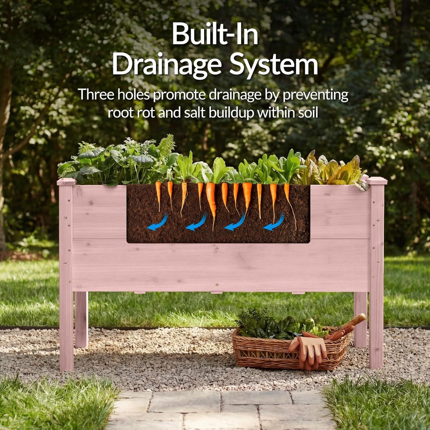 Best Choice Products 72x24x30in Raised Garden Bed, Elevated Wood Planter Box Stand for Backyard, Patio, Balcony w/Divider Panel, 6 Legs, 300lb Capacity - Natural