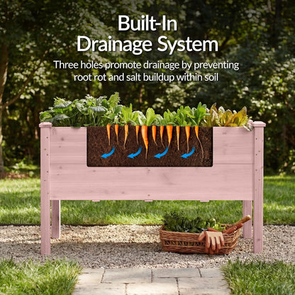 Best Choice Products 72x24x30in Raised Garden Bed, Elevated Wood Planter Box Stand for Backyard, Patio, Balcony w/Divider Panel, 6 Legs, 300lb Capacity - Natural