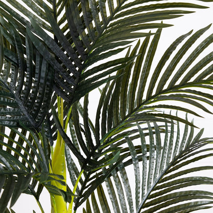Nearly Natural 6.5ft Artificial Golden Cane Palm Tree, Lifelike Silk Indoor Palm With Three Textured Trunks Flexible Fronds Nursery Planter, Low Maintenance