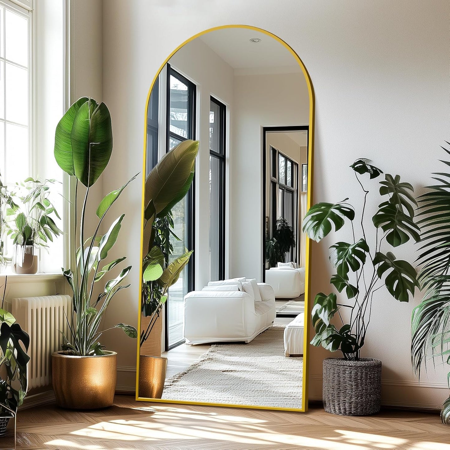 Delma Arched Mirror Full Length,Standing Mirror Full Body,Large Floor with Stand for Wall Entryway Door Bedroom Bathroom Living Room
