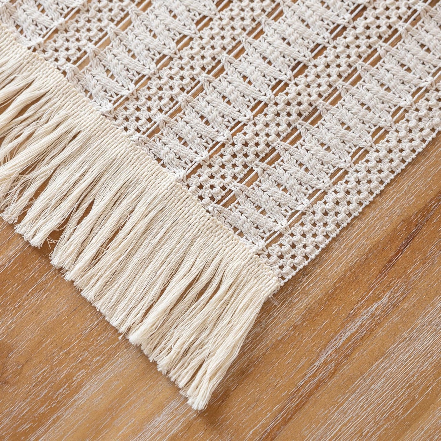 Keketoarrange Boho Sage Green Table Runner for Summer Home Decorations 12x72 Inches Farmhouse Small Macrame Woven Burlap Rustic Coffee Dresser Dining Kitchen Centerpiece Bohemian Decor