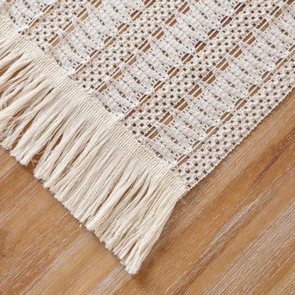 Keketoarrange Boho Sage Green Table Runner for Summer Home Decorations 12x72 Inches Farmhouse Small Macrame Woven Burlap Rustic Coffee Dresser Dining Kitchen Centerpiece Bohemian Decor