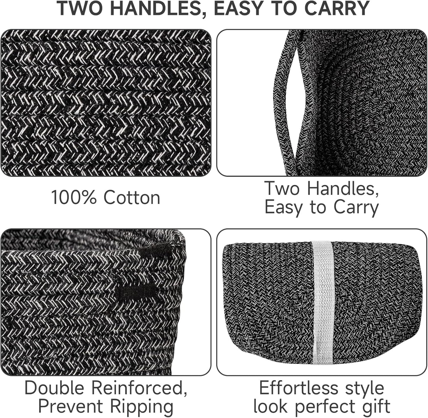3-Pack Small Storage Baskets for Organizing | Woven Shelf Toy Basket | Rope Baskets for Gifts Empty | Closet Organizer Bins with Handles | Cube Decorative Box | 11.8×7.8×5.1” | Mixed brown