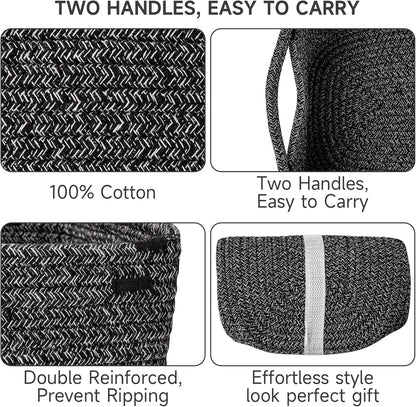 3-Pack Small Storage Baskets for Organizing | Woven Shelf Toy Basket | Rope Baskets for Gifts Empty | Closet Organizer Bins with Handles | Cube Decorative Box | 11.8×7.8×5.1” | Mixed brown