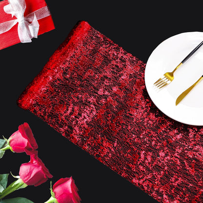 Snowkingdom 2 Pieces Gold Table Runner, Sequin Glitter Foil Metallic Thin Mesh Runner Roll 11"x108", Gold Table Decorations for Event Party, Wedding, Birthday Party, Christmas