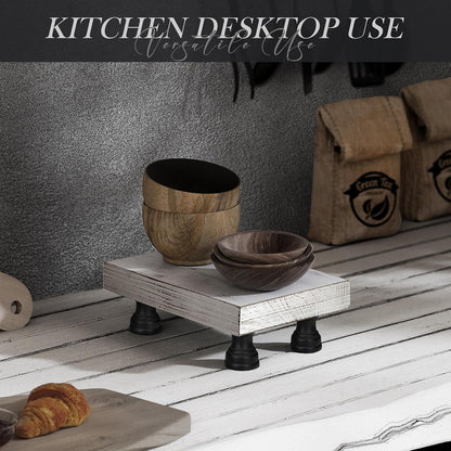 EOSAHR Farmhouse Riser for Room Decor : Decorative Pedestal Stand For Display Your Home Decorations and Uniquely Soap Stand - Rustic Bathroom Counter Tray and Kitchen Decor (Natural Wood)