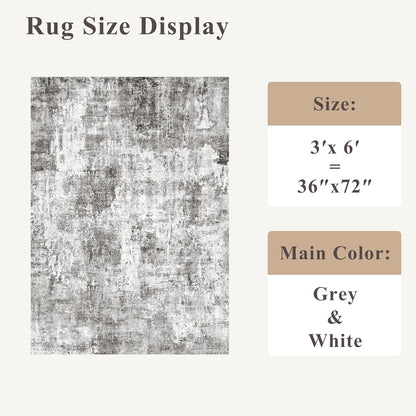 2x3 Washable Non-Slip Area Rug - Soft Low Pile Throw Rug for Kitchen Entryway Bedroom - Modern Indoor Door Mat with Rubber Backing (Beige Grey) - Colors B