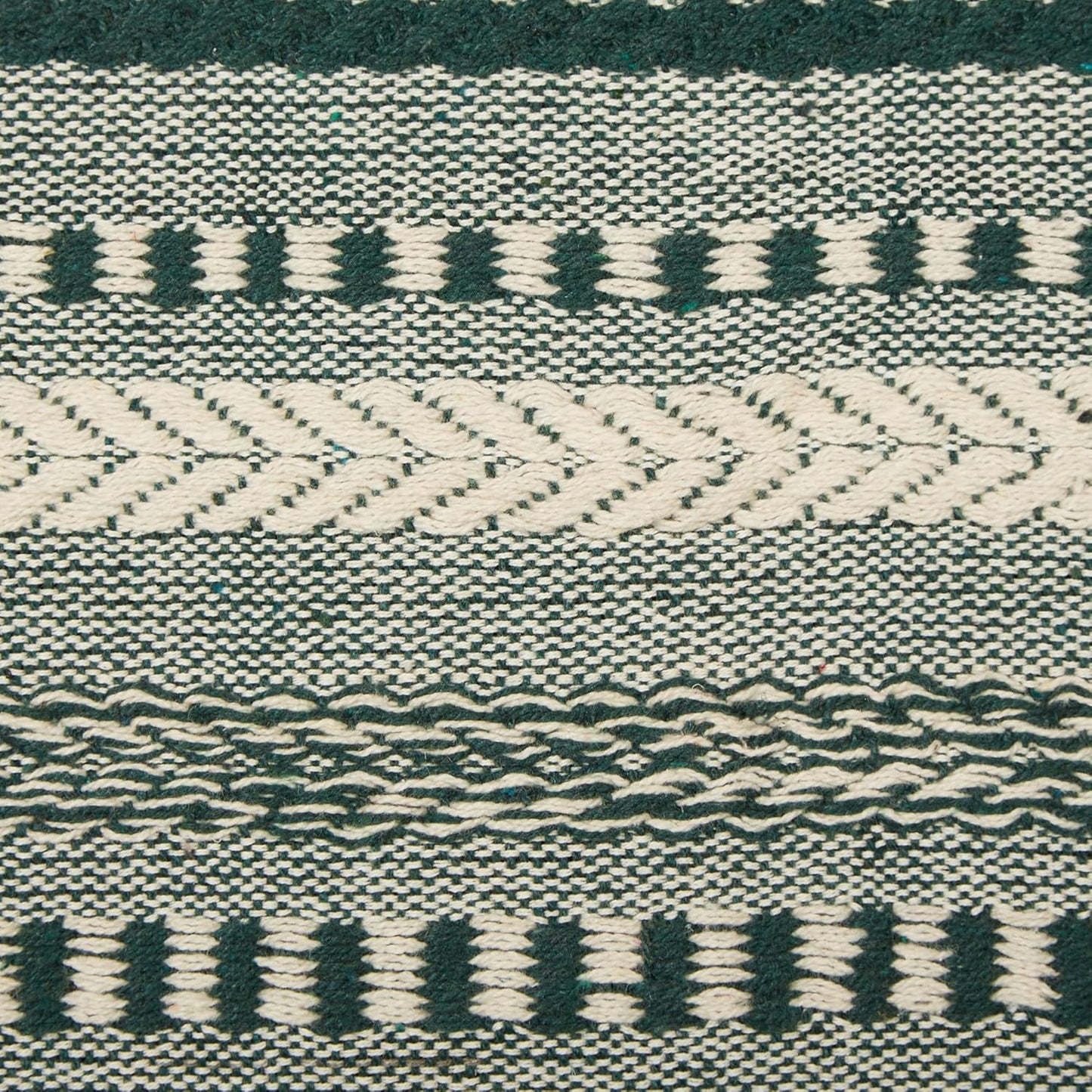 DII Farmhouse Braided Stripe Table Runner Collection, 15x72 (15x77, Fringe Included), Black