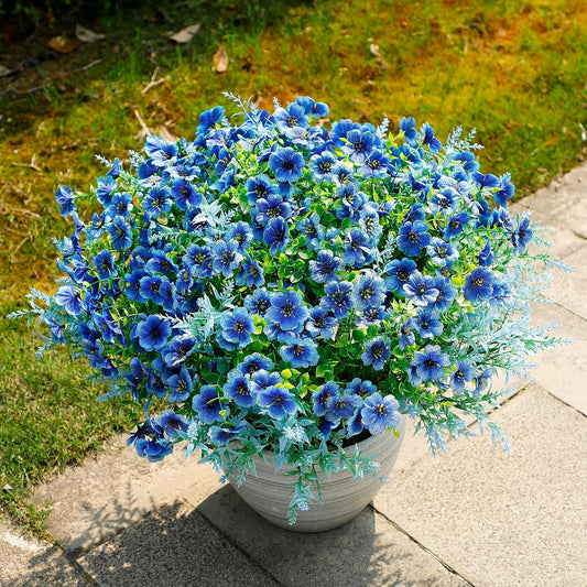 SHareconn 24 Bundles Artificial Flowers for Outdoors Decoration, Faux Plants Fake Silk Colorful Daisy Eucalyptus Lavender, UV Resistant for Outside Home Porch Patio Indoor Spring Decor, Mix 5 Colors
