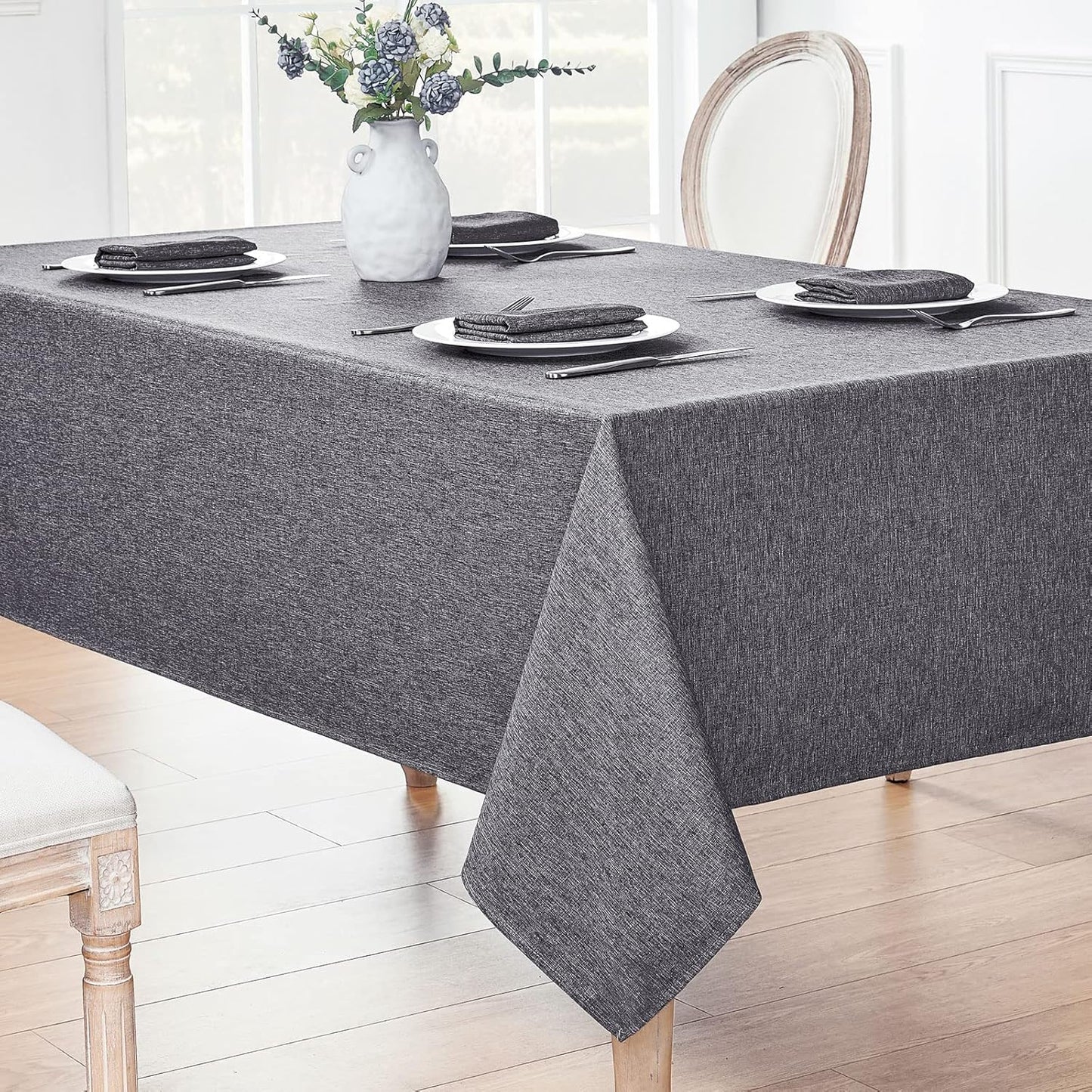 Veblandy Rectangle Tablecloth Waterproof Linen Textured Table Cloth Stain and Wrinkle Resistant Washable, Decorative Fabric Table Cover for Dining, Party and Camping (Sage Green, 52 * 70)
