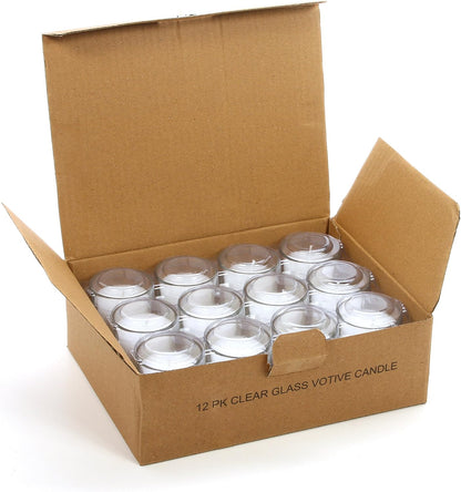 48-Pack Clear Glass Votive Candles – 10–12 Hour Long Burn, Unscented, Ivory, Bulk Set for Weddings, Events & Table Centerpieces – Hosley