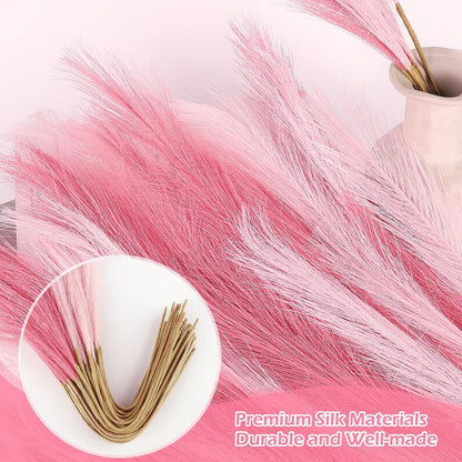 Pampas Grass Decor 30 Pcs 21.7 Inch Faux Brown Pampas Grass Bulk Artificial Dried Flowers Small Vase Filler Pompas Grass.