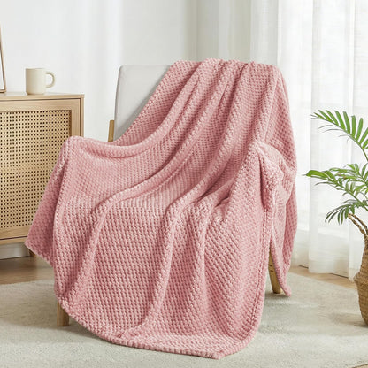 Exclusivo Mezcla Fleece Throw Blanket Extra Large, Super Soft and Warm Blankets for Couch, Sofa and Bed Waffle Textured, Cozy, Fuzzy and Lightweight (Slate Blue, 50x70 Inches)