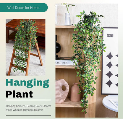 Der Rose 34'' Fake Plants Hanging Artificial Potted Plants Indoor and Outdoor for Home Bathroom Wall Shelf Office Decor (1Pack)