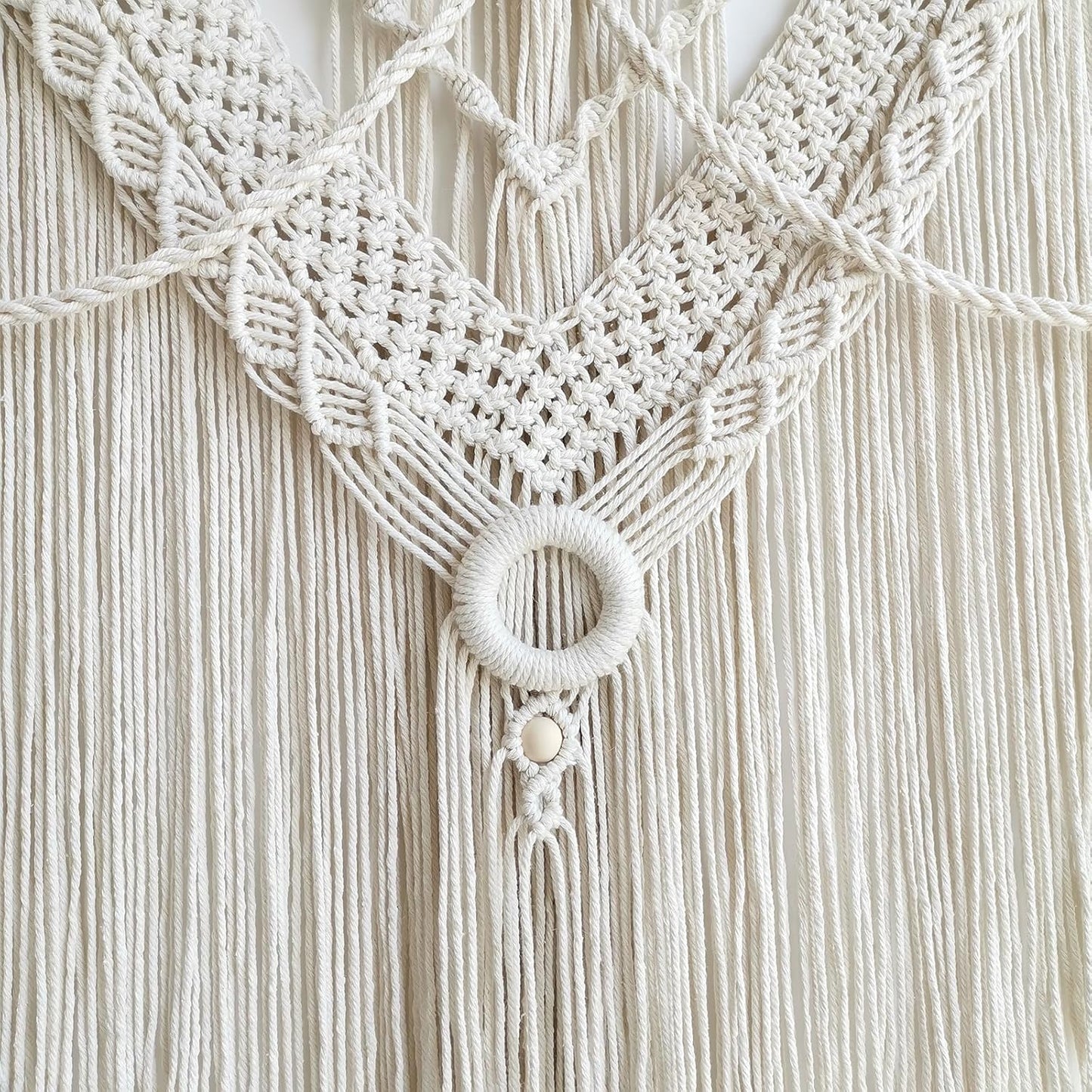 Achart Macrame Wall Hanging Large- Boho Wall Decor- large wall art- Wall Decor Living Room- Macrame Tapestry Boho Decor for Bedroom (Wooden Bead)