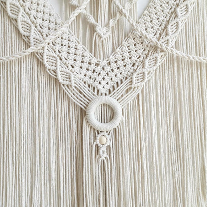 Achart Macrame Wall Hanging Large- Boho Wall Decor- large wall art- Wall Decor Living Room- Macrame Tapestry Boho Decor for Bedroom (Wooden Bead)