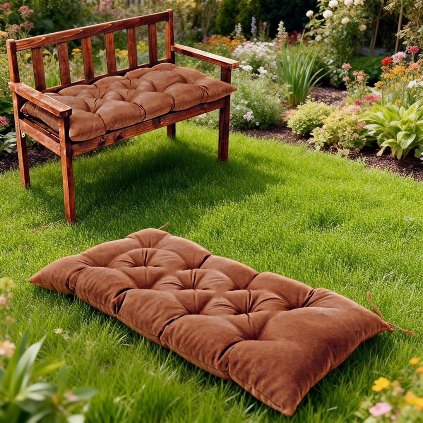 Waterproof & Sun-Resistant Outdoor Bench Cushion - Universal Fit for Patio Chairs, Swing Seats.Lounger Seat Cushions Outdoor Loveseat Bench Seat Pads (Navy,39.4 X 19.7 Inch)
