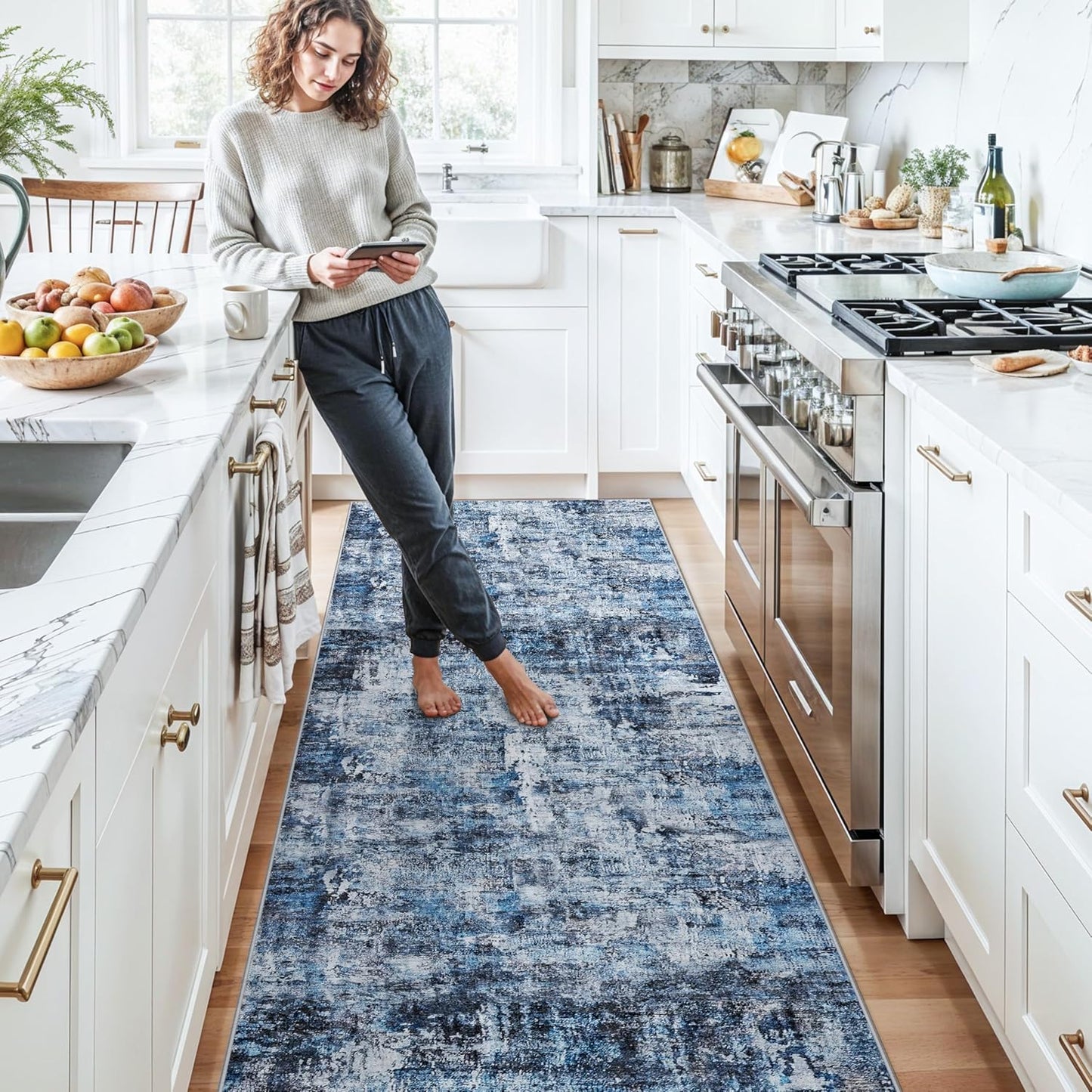 2x3 Washable Non-Slip Area Rug - Soft Low Pile Throw Rug for Kitchen Entryway Bedroom - Modern Indoor Door Mat with Rubber Backing (Beige Grey) - Colors B