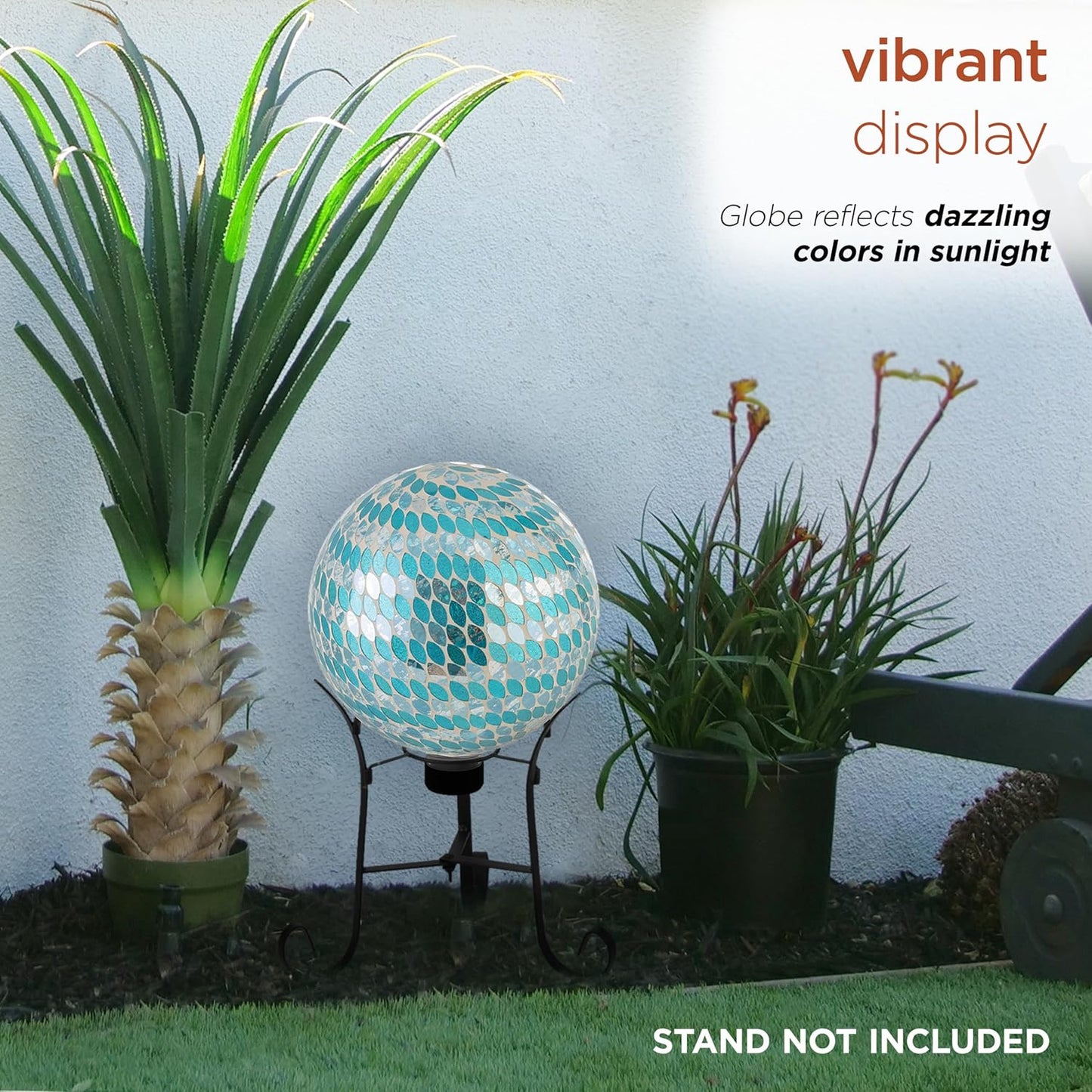 Alpine Corporation 10" Diameter Indoor/Outdoor Glass Mosaic Gazing Globe Yard Decoration, Purple Pearlized Petals Design
