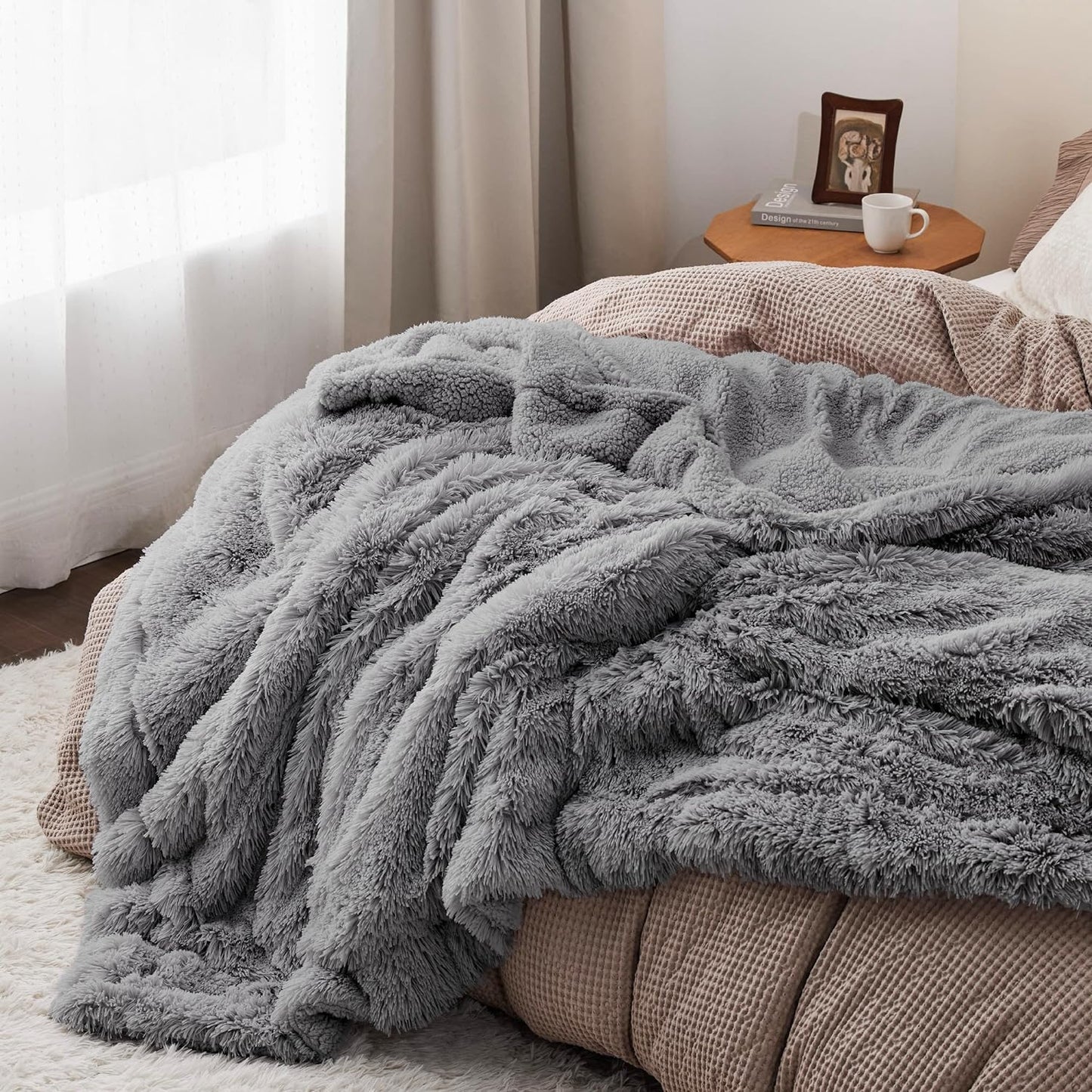 Bedsure GentleSoft Fluffy Fuzzy Faux Fur Throw Blanket for Couch, Soft Sherpa Fleece Cozy Gifts for Women, Plush Bed Blanket Room Decor for Men, Thick Warm Minky Teen Gifts Winter Bedding